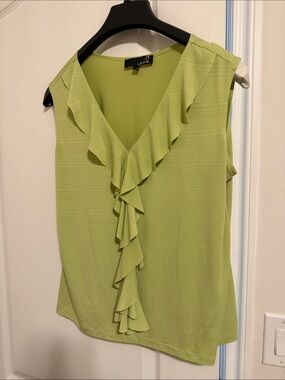 Women’s Light Lime Ruffle-Front Sleeveless Camisole